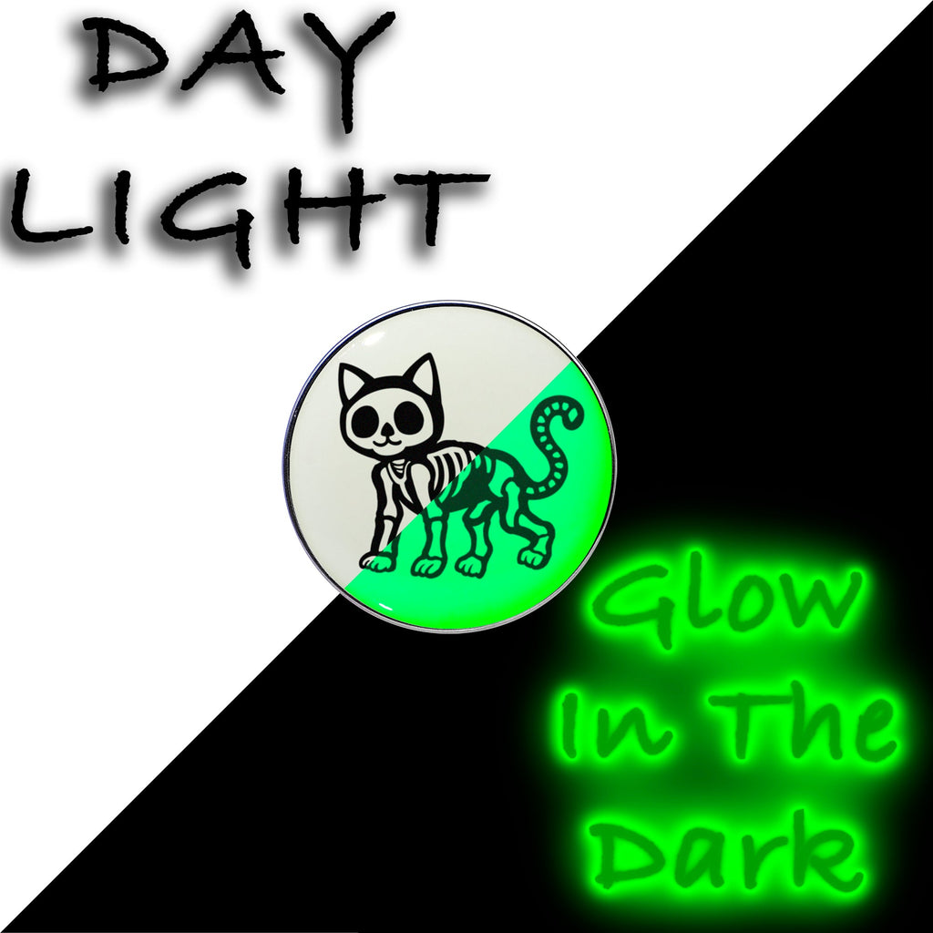 BodyCandy 16G 1/4 Glow in the Dark Skeleton Kitty Cat Tragus Cartilage Earring by Onyx O — detail close-up