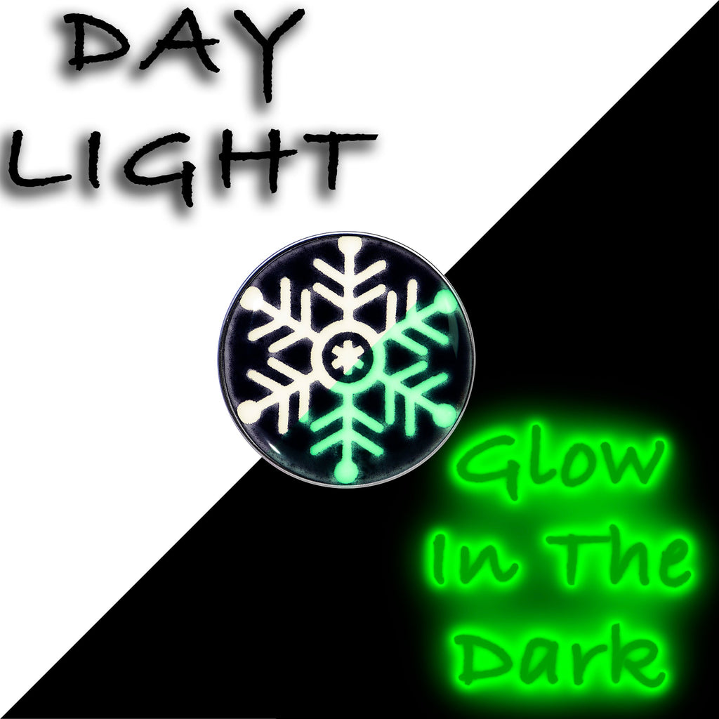 BodyCandy Glow in the Dark Holiday Snowflake Tragus Cartilage Earring by Onyx O — detail close-up