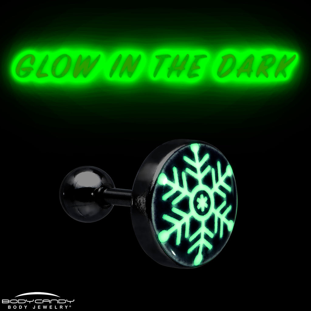 BodyCandy Glow in the Dark Holiday Snowflake Tragus Cartilage Earring by Onyx O — size reference