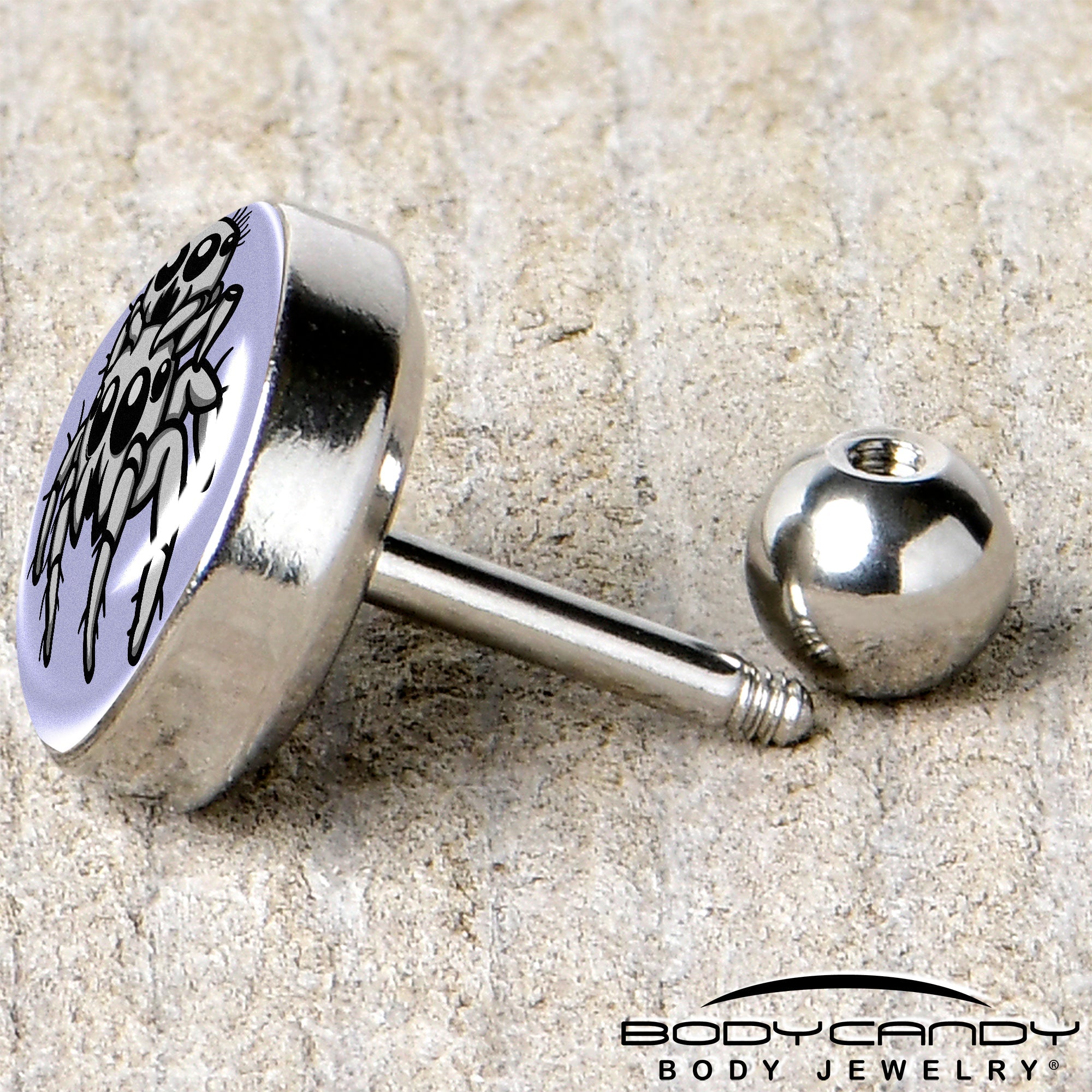 BodyCandy Leaping Leapfrog Spiders Tragus Cartilage Earring by Onyx O — back view