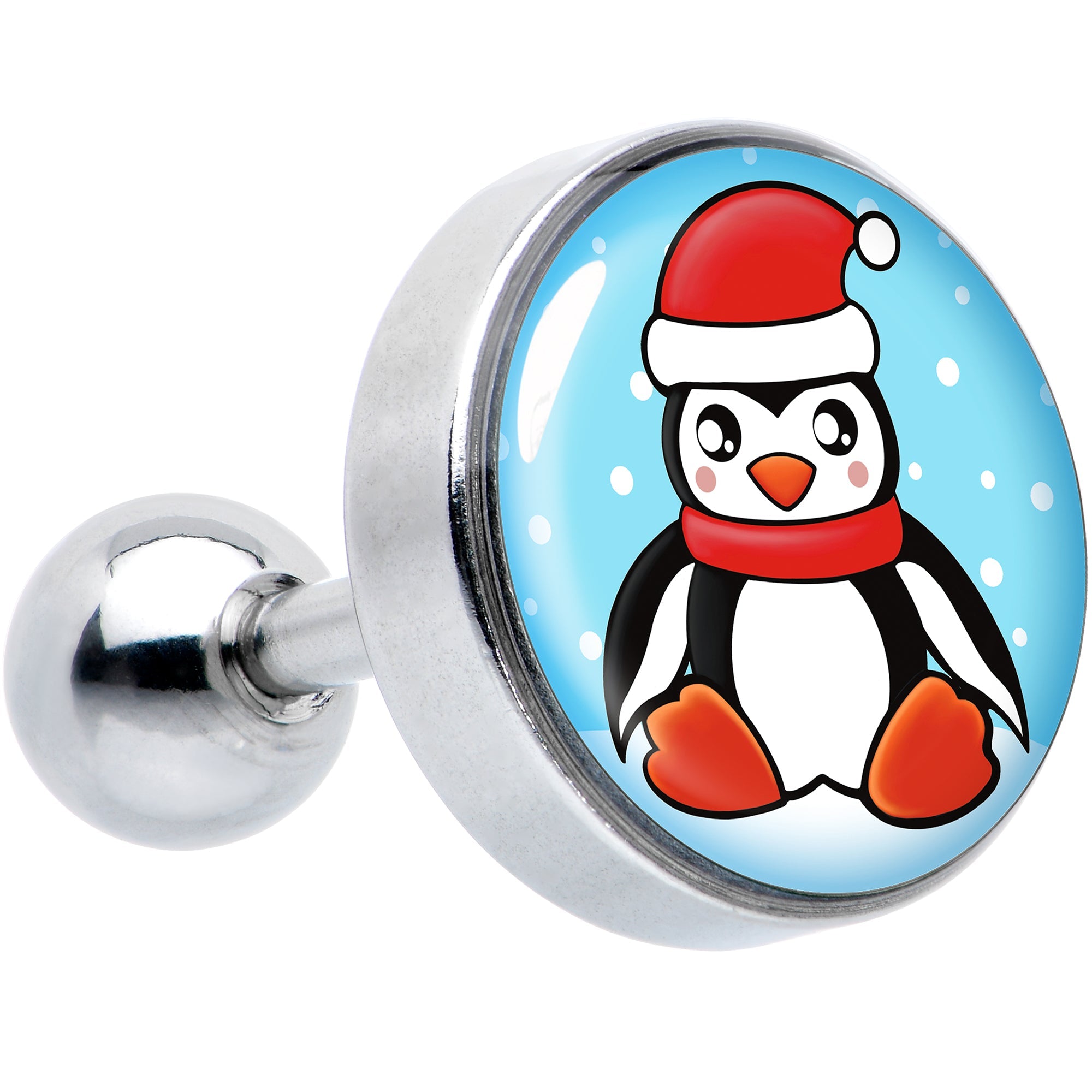 BodyCandy 16G 1/4 Snowfall Holiday Penguin Tragus Cartilage Earring by Onyx O — main product shot