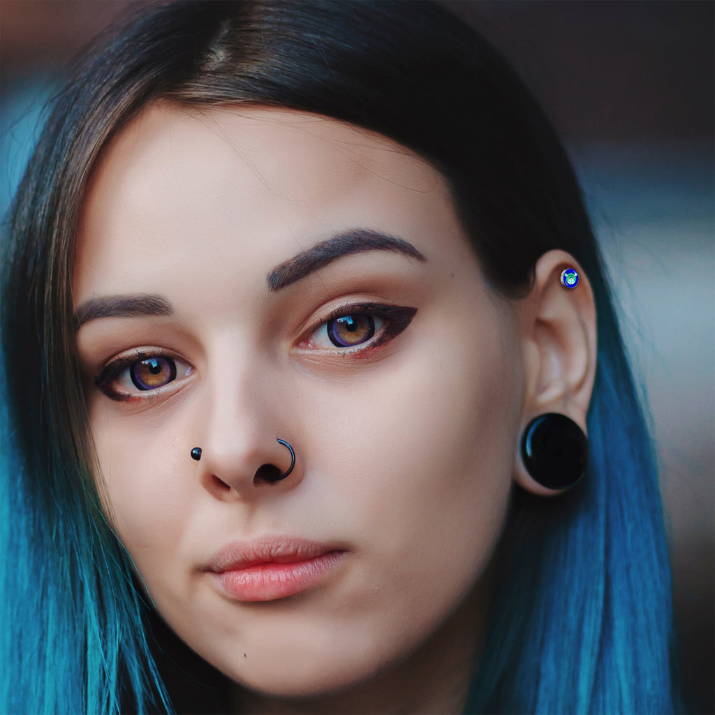 BodyCandy 16G 1/4 Pufferfish Cartilage Tragus Earring by Onyx O — lifestyle context