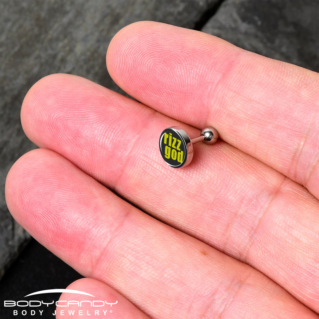 BodyCandy RIZZ GOD Tragus Cartilage Earring by Onyx O — detail close-up