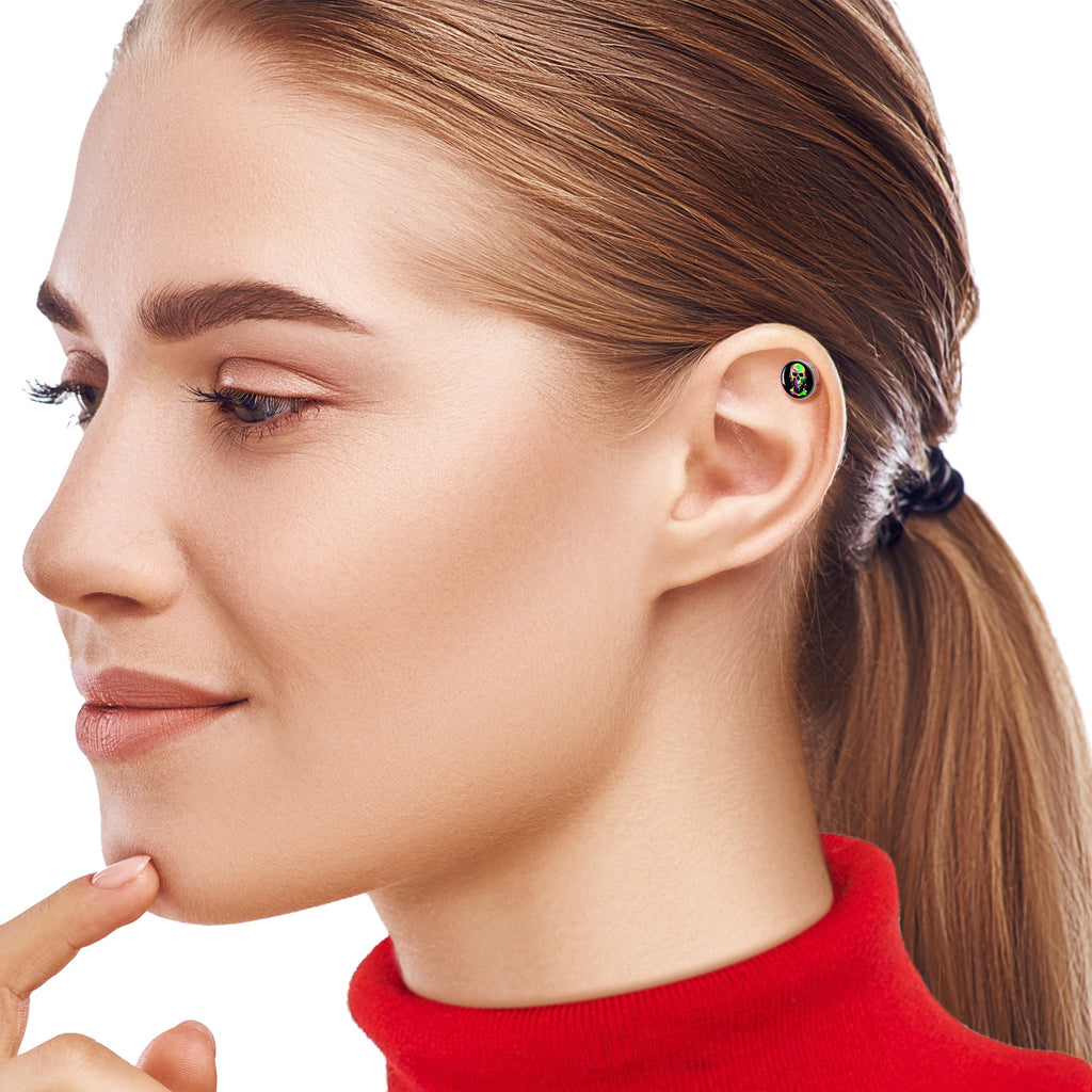 BodyCandy 16G 1/4 Ultra Bright Melting Skull Tragus Cartilage Earring by Onyx O — lifestyle context