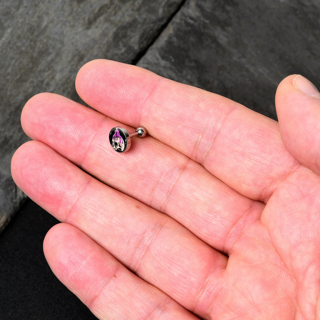 BodyCandy 16G 1/4 Burning Skull Candle Cartilage Tragus Earring by Onyx O — lifestyle context