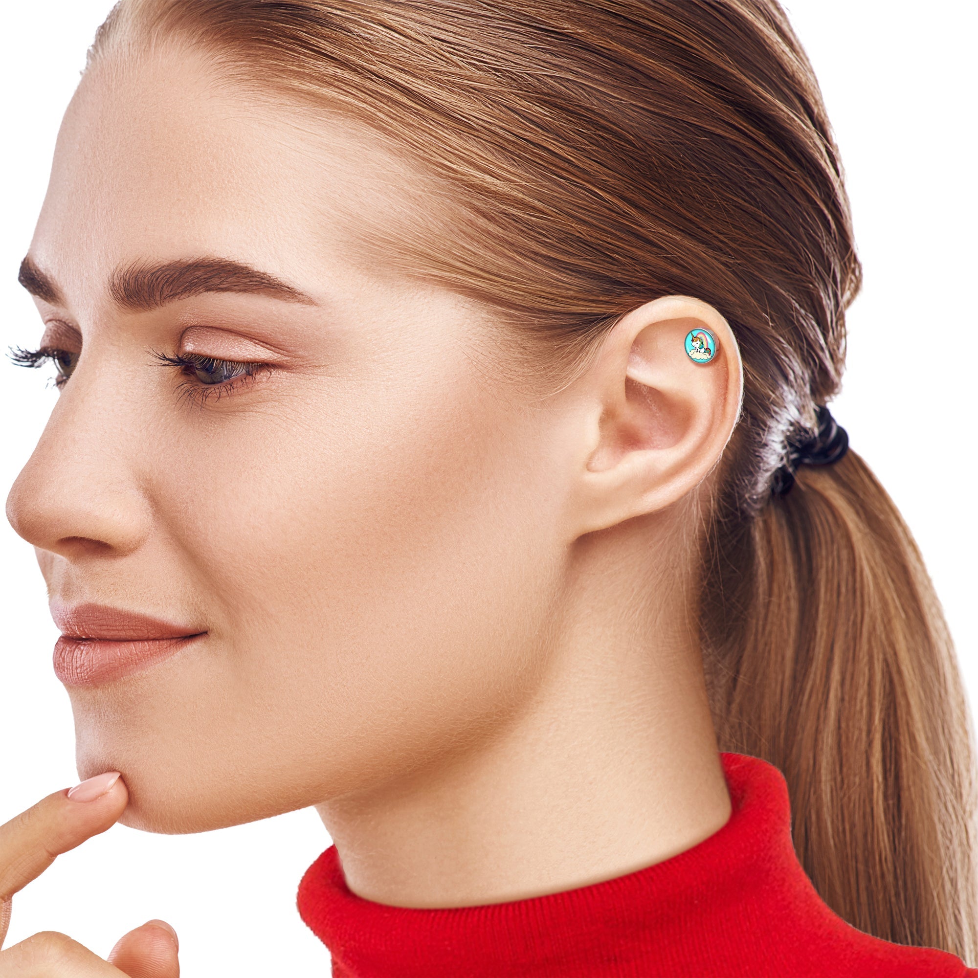 BodyCandy 16G 1/4 Rainbow Unicorn Cartilage Tragus Earring by Onyx O — lifestyle context