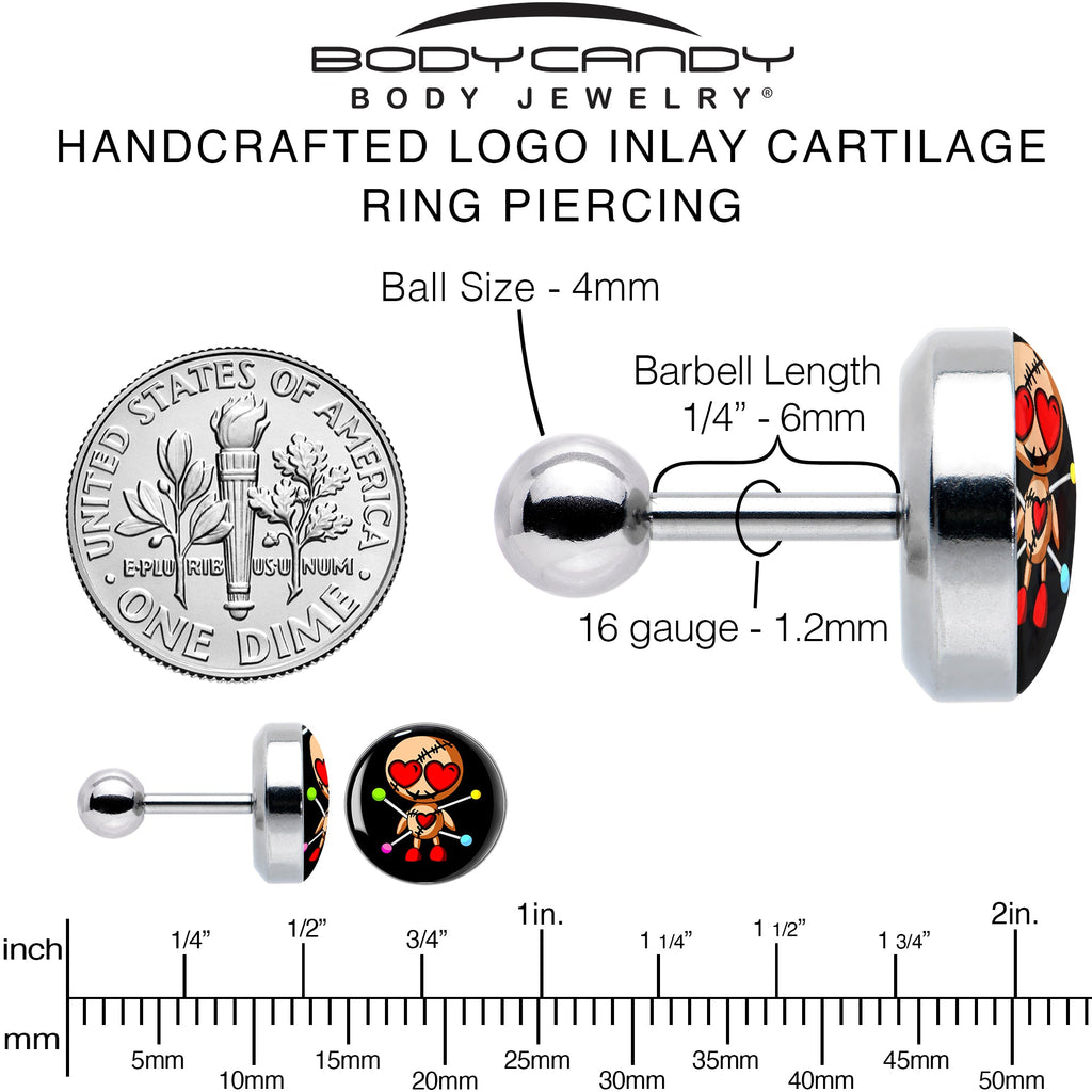 BodyCandy 16G Valentine Heart Voodoo Doll Tragus Cartilage Earring — alternative angle