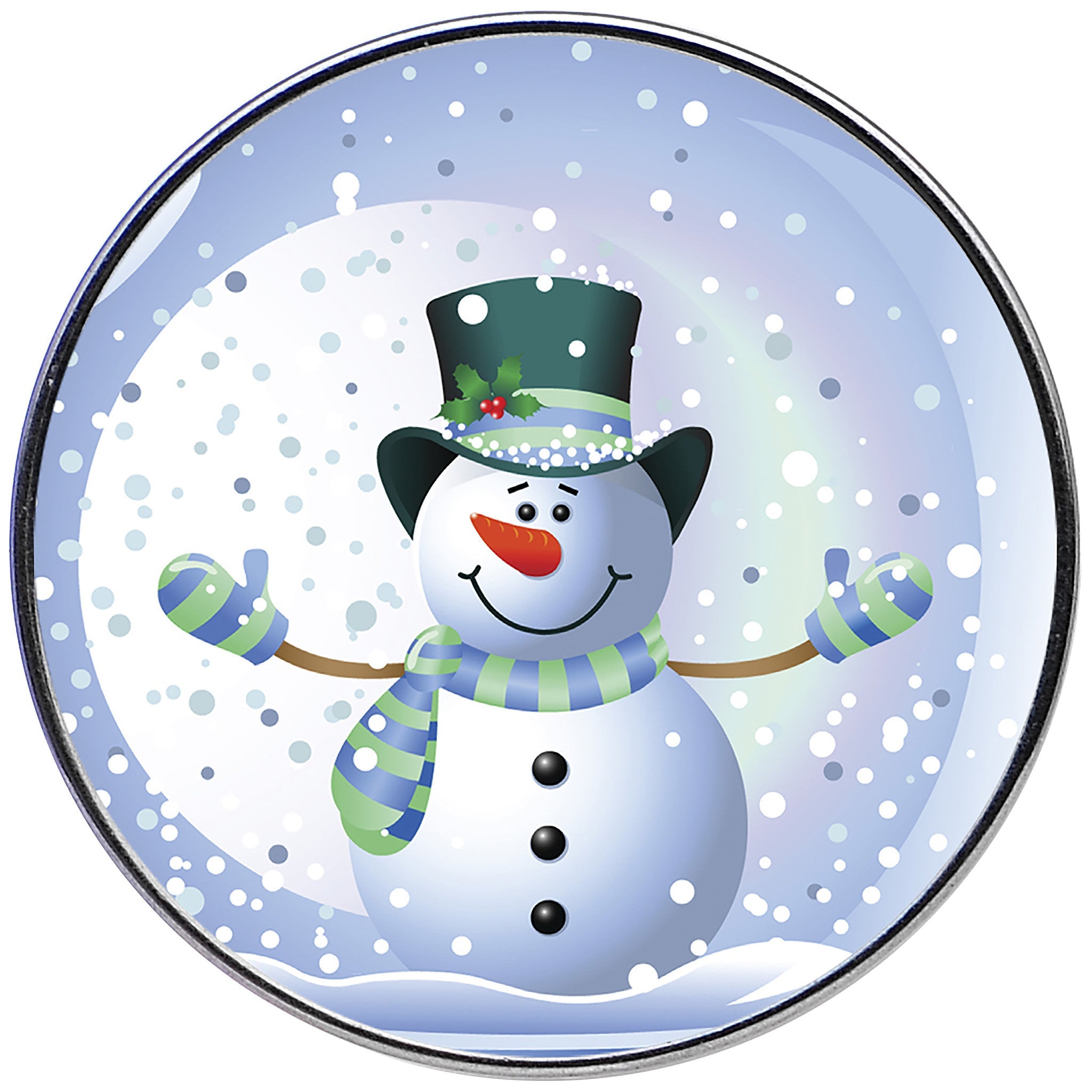 BodyCandy Stainless Steel Snow Globe Snowman Barbell Tongue Ring — detail close-up