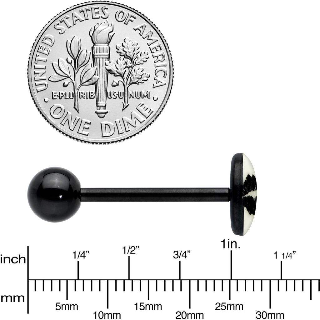 BodyCandy Black Glow in the Dark Lipstick Kiss Mark Barbell Tongue Ring by Onyx O — in-use photo
