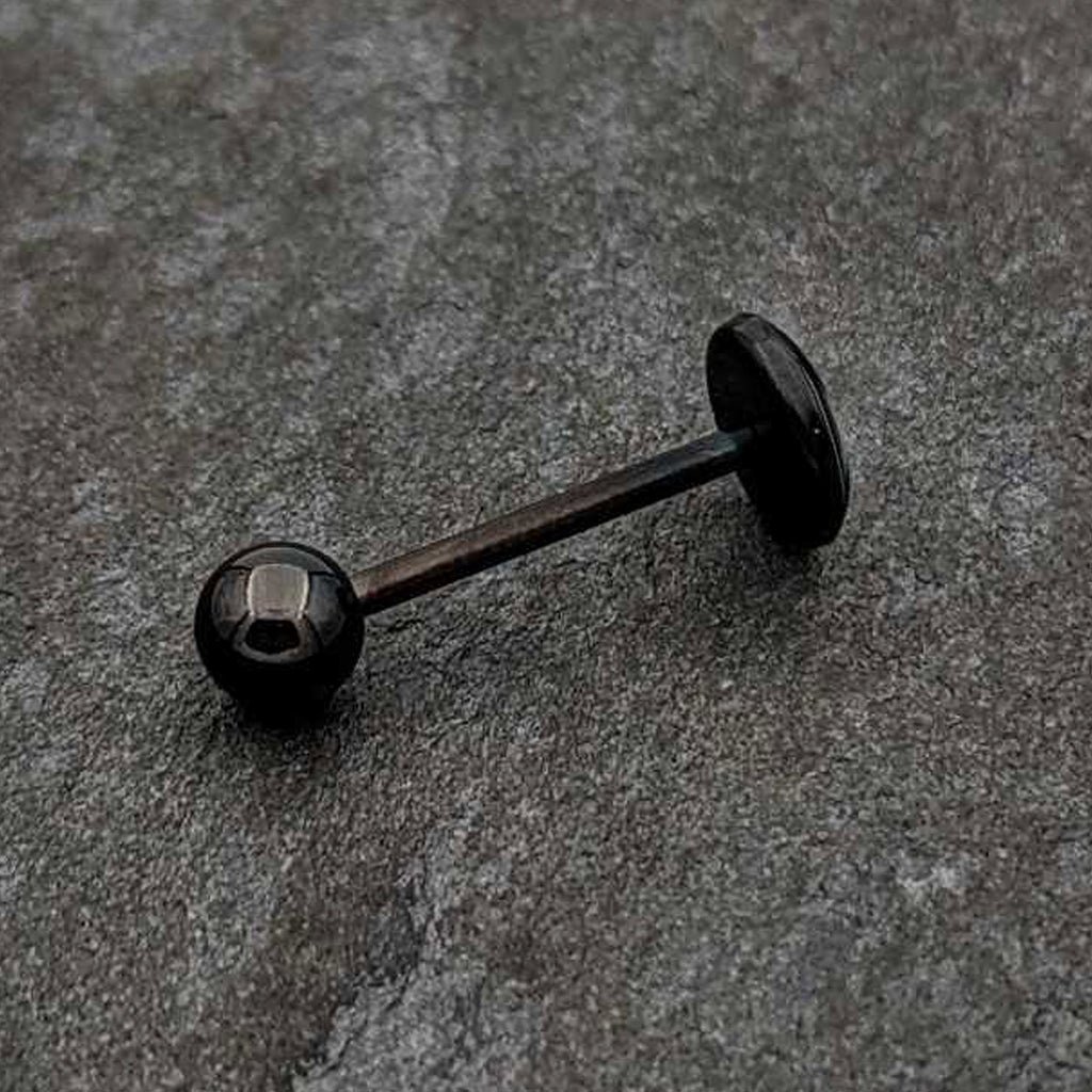 BodyCandy Glow in the Dark Black Anodized Holiday Peppermint Candy Barbell Tongue Ring by Onyx O — size reference