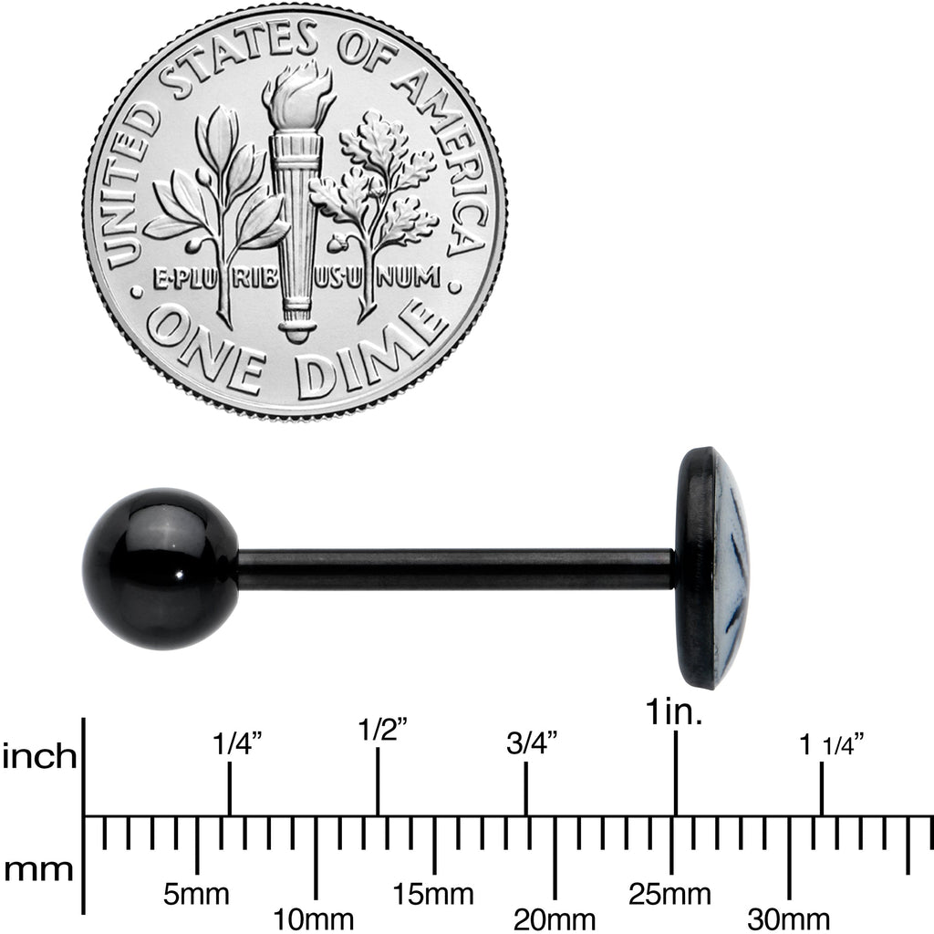 BodyCandy Glow in the Dark Black Anodized Black Widow Spider Barbell Tongue Ring by Onyx O — side view