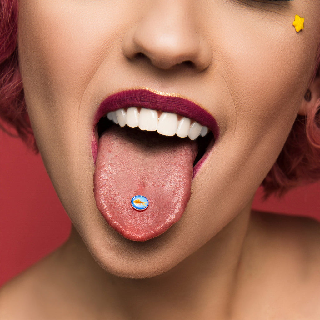 BodyCandy Gold Fish Barbell Tongue Ring by Onyx O — alternative angle