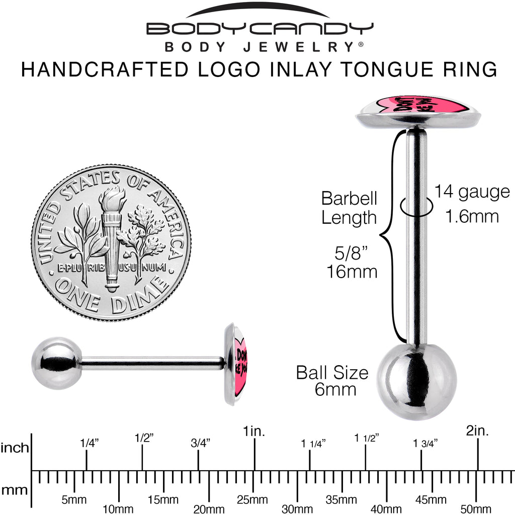 BodyCandy I Don't Like You Valentine Heart Barbell Tongue Ring — back view
