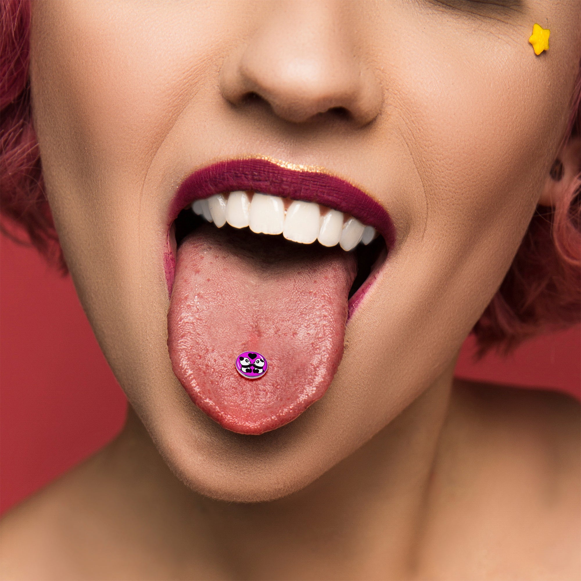BodyCandy Panda Love Barbell Tongue Ring by Onyx O — alternative angle