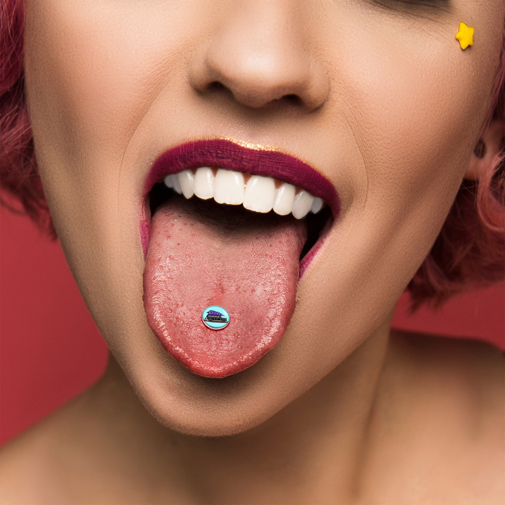 BodyCandy Holiday Christmas Hearse Barbell Tongue Ring by Onyx O — back view