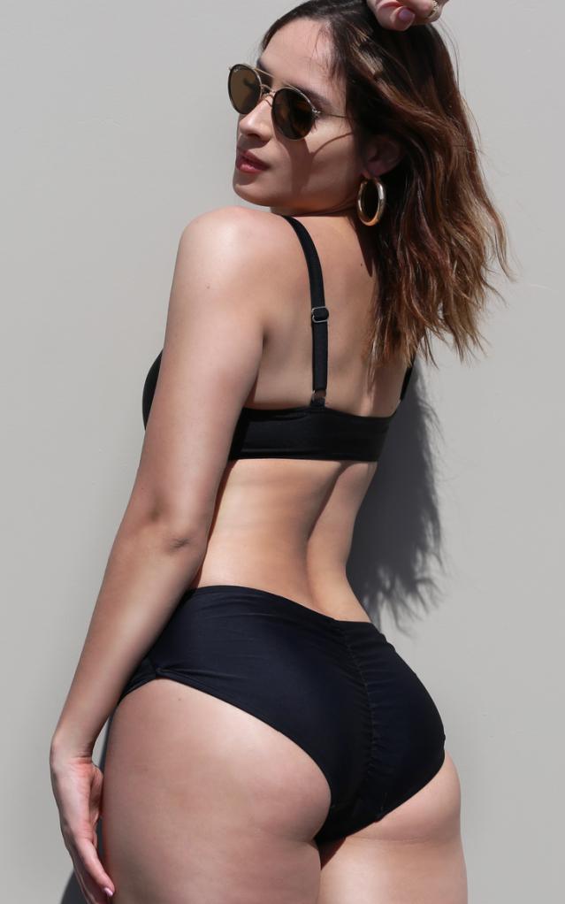 Forever Young Swimwear Forever Young Swimwear Capri Side Loop Double Rise Bikini Bottom — Forever Young Swimwear branding close-up