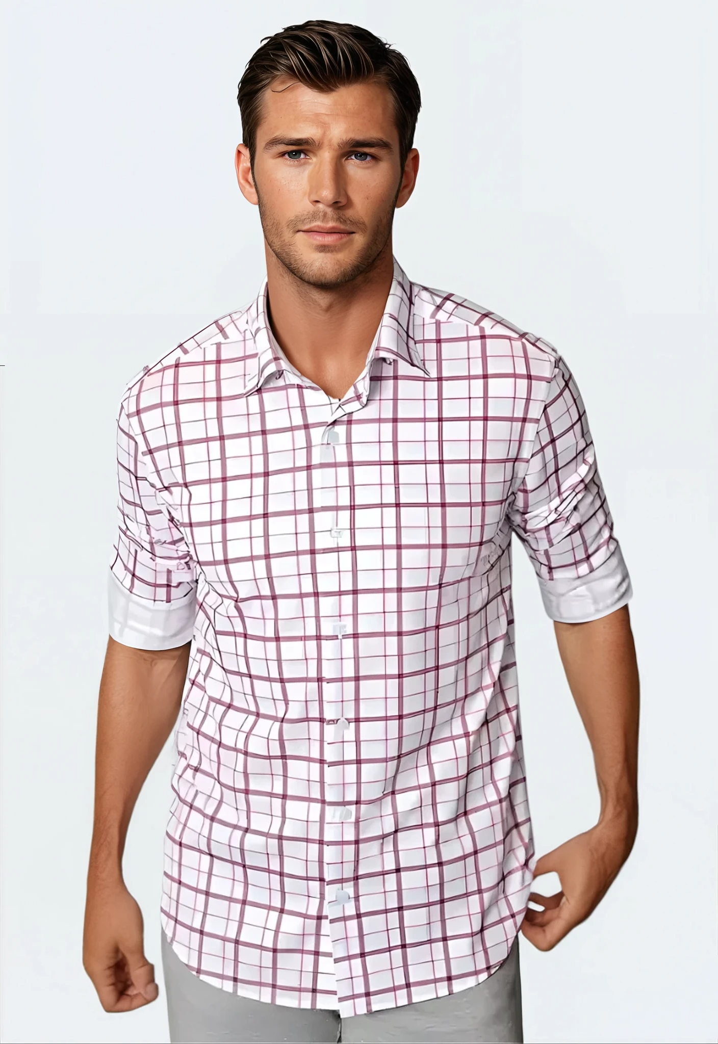 Buki Carnaby Plaid Long Sleeve Tech Shirt — main product shot