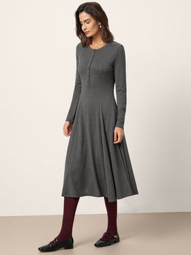 Cashmere Buttoned Panel Midi Dress BREE