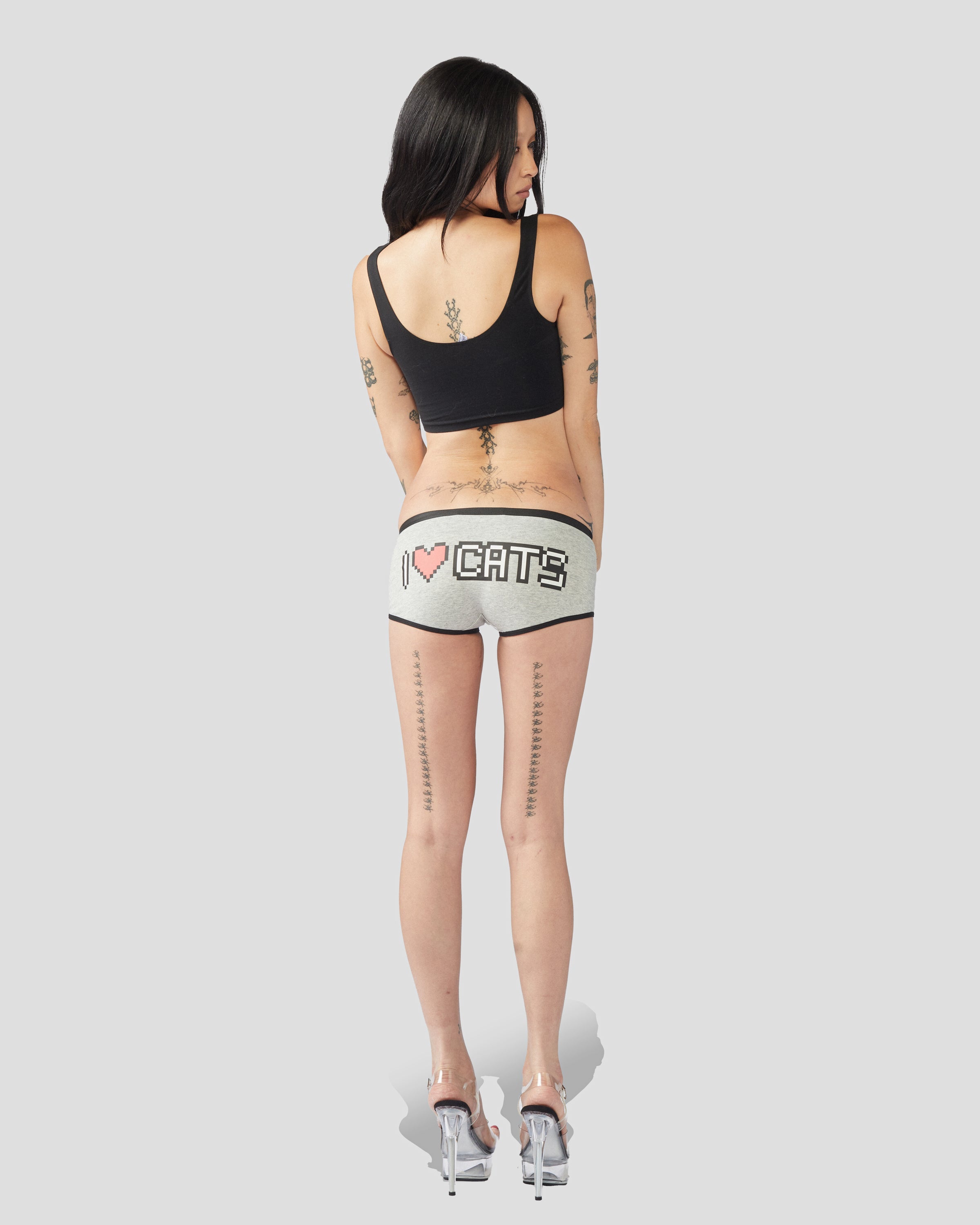 Cats n Scribbles I ♥ Cats Boyshorts — back view
