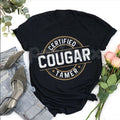 Pasimax "Certified Cougar Tamer" Funny Men's T-Shirt - Humorous Cougar Costume Graphic Tee, Premium 100% Cotton Sarcastic Men