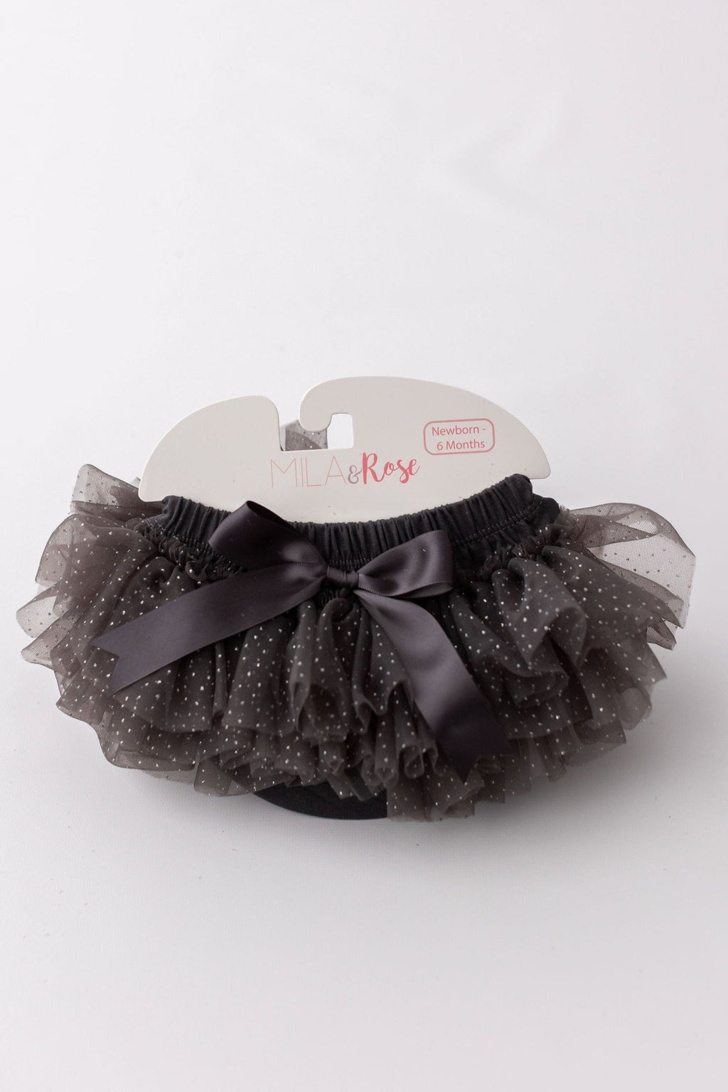 Mila & Rose ® SALE Charcoal & Silver Glitter Ruffle Tutu Bloomer — main product shot