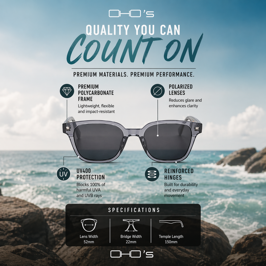 OHO's OHO's MORGAN Sunglasses (Color Variant 3) — Classic Wayfarer Silhouette — lifestyle worn / used context