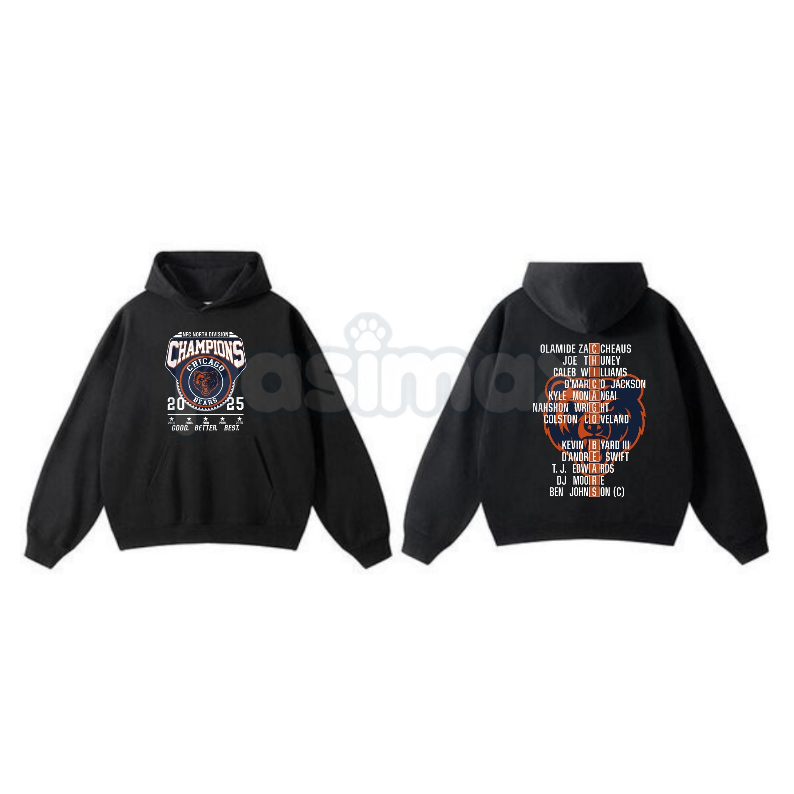 Pasimax Chicago Bears NFC Champions Vintage Hoodie – Monsters of the Midway Tribute, Retro Football Streetwear, Unisex Pullov