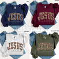 Pasimax Christian Jesus Leopard Sweatshirt | Cheetah Print Faith Crewneck | Modern Bible Verse Shirt for Women — main product