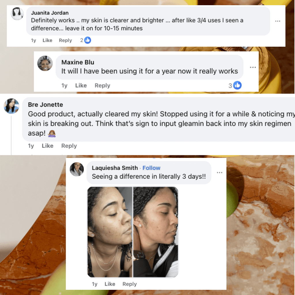Gleamin Vitamin C Clay Mask — yellow mask applied