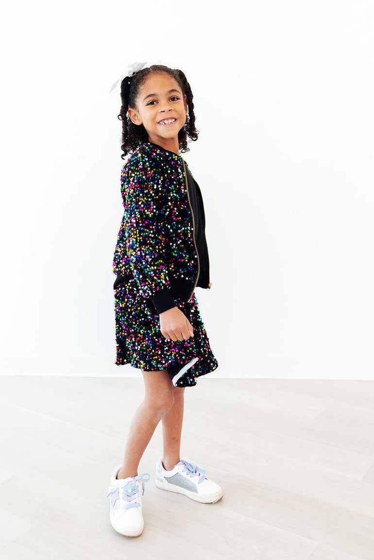 Mila & Rose ® Confetti Velvet Sequin Jacket — detail close-up