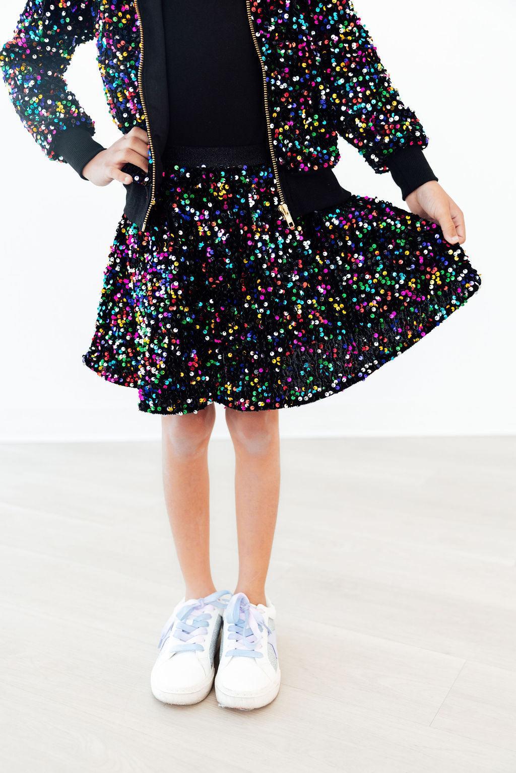 Mila & Rose ® Confetti Velvet Sequin Twirl Skort — main product shot