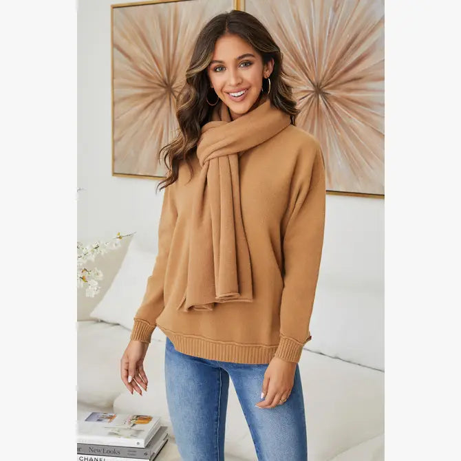 KADOU BOUTIQUE Italian Viscose Cozy Scarf - Camel — main product shot