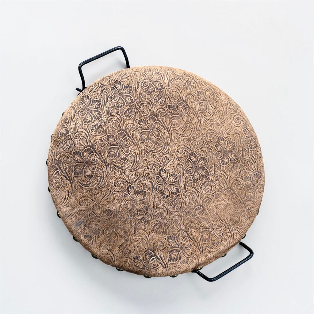 Tooled Genuine Round Wood Trays