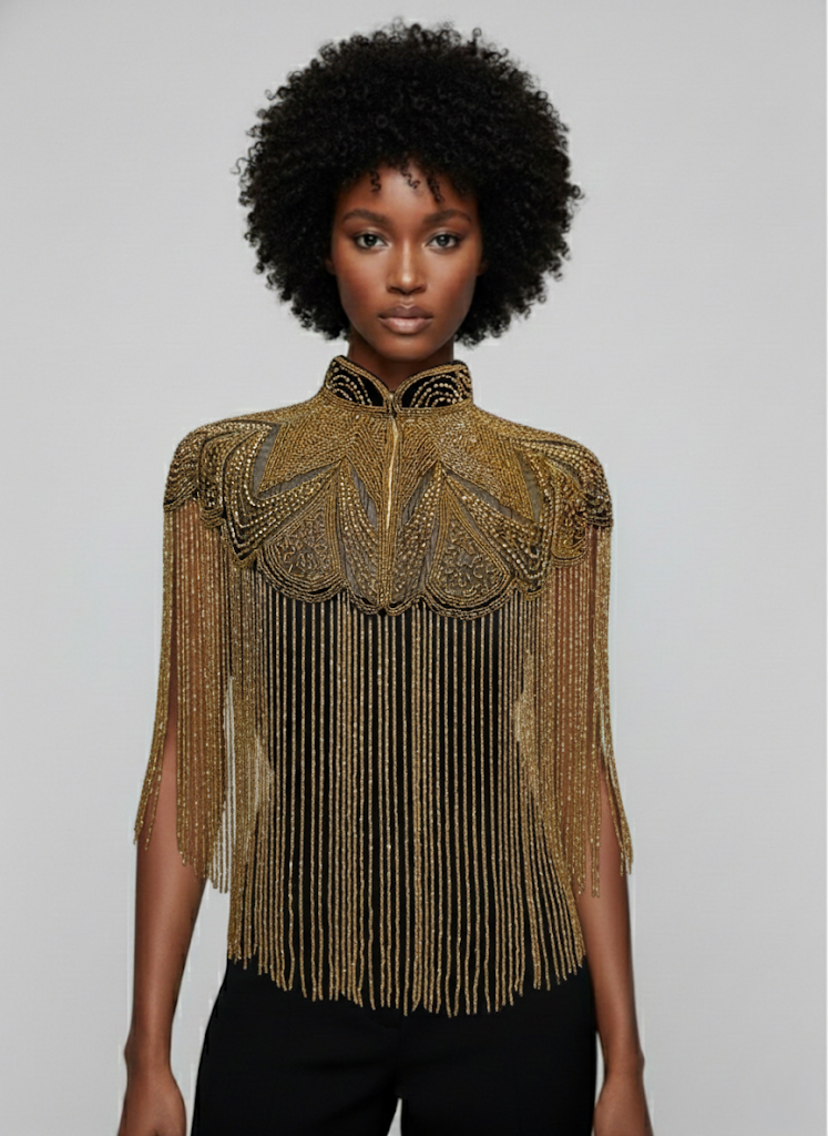 L'Jai Amor Golden Reverie Cape — main product shot