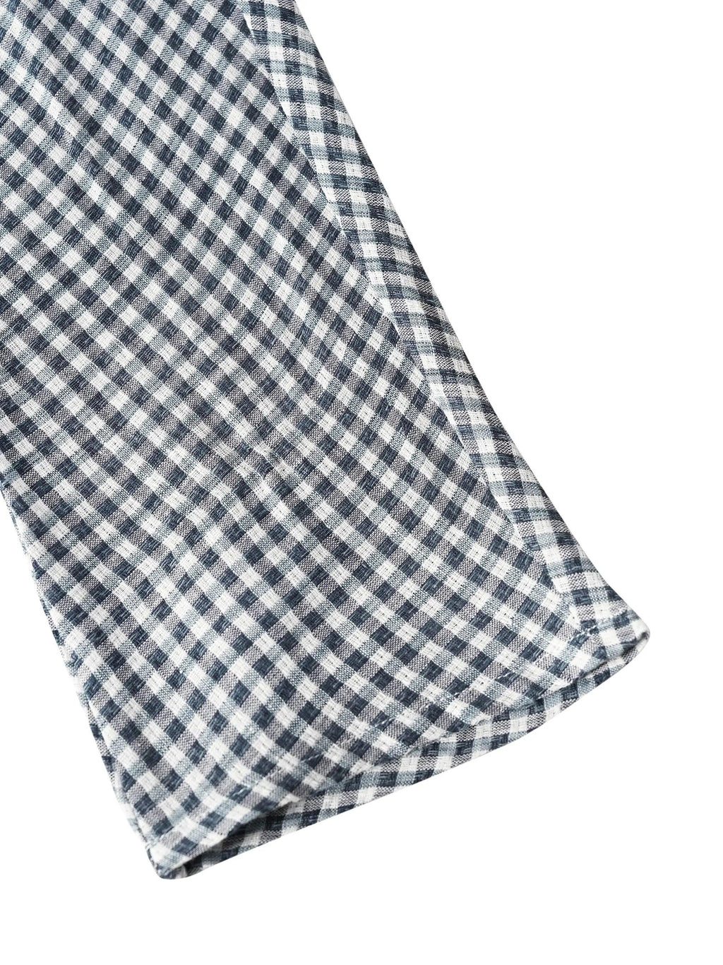 LINTICO Linen Checked Long-Sleeved Top CAROLINE — fabric or material detail