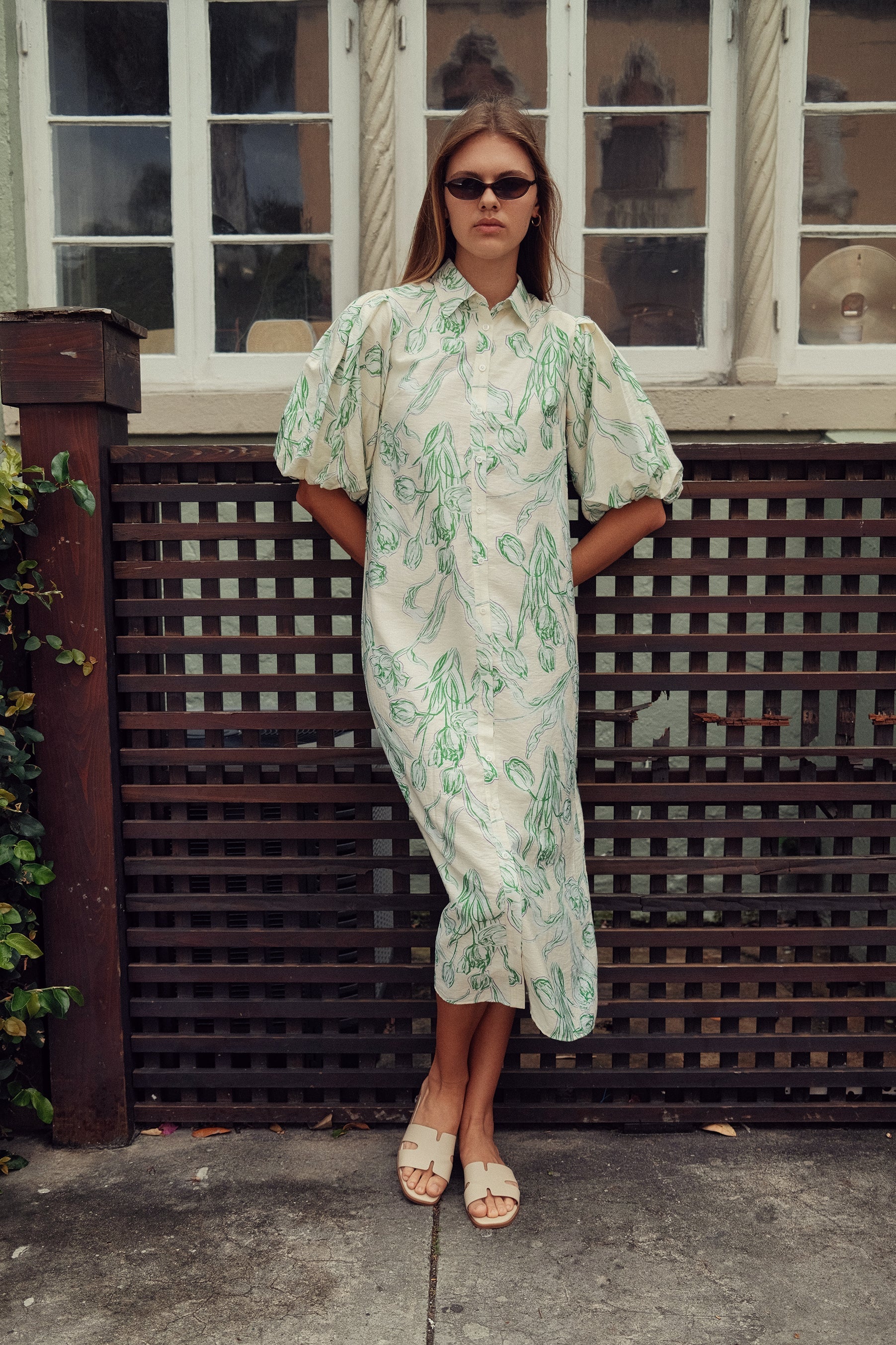 profile-nyc FLORAL LINEN DRESS — side view