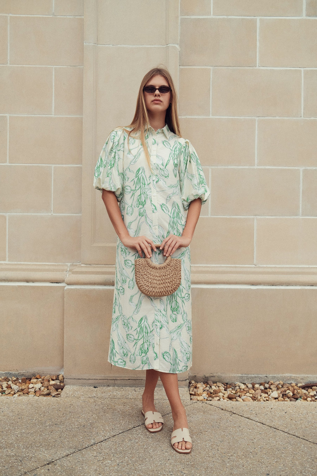 profile-nyc FLORAL LINEN DRESS — detail close-up