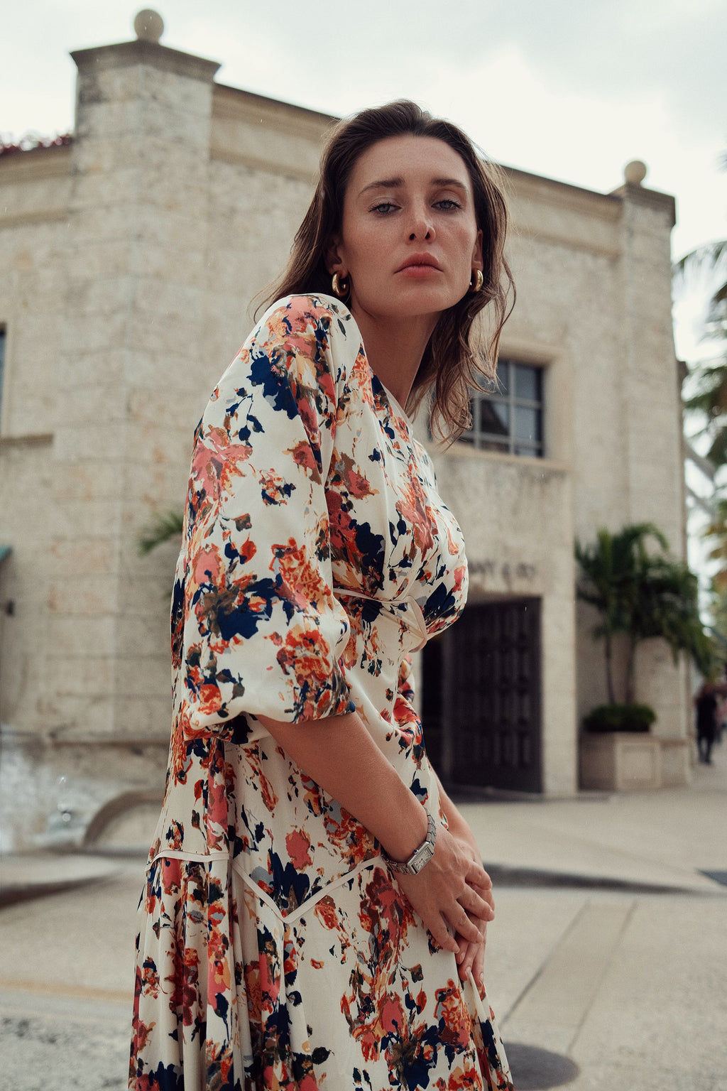 profile-nyc FLORAL PIPING DRESS — lifestyle context