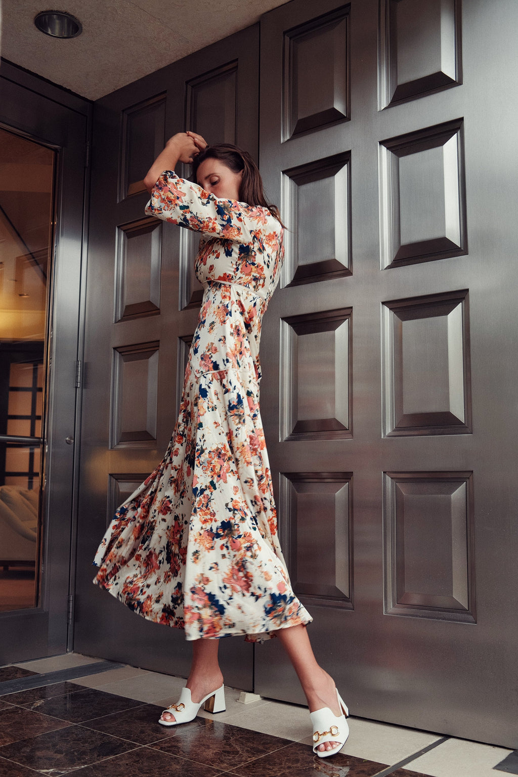profile-nyc FLORAL PIPING DRESS — detail close-up