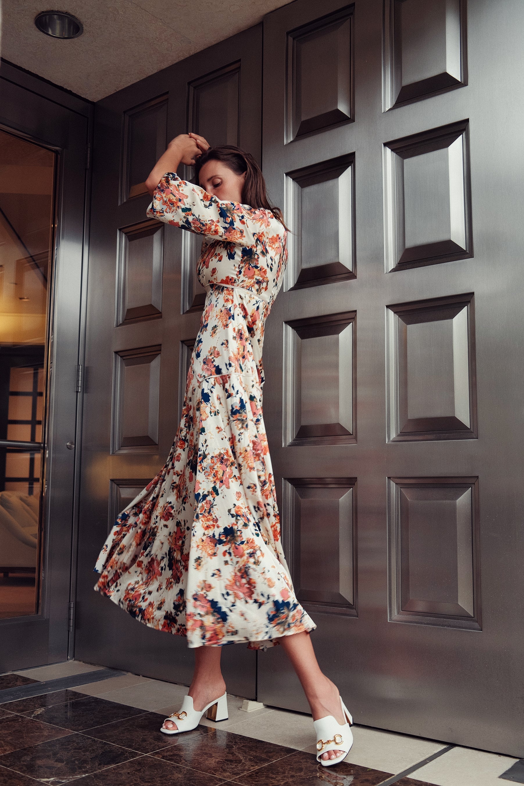 profile-nyc FLORAL PIPING DRESS — detail close-up