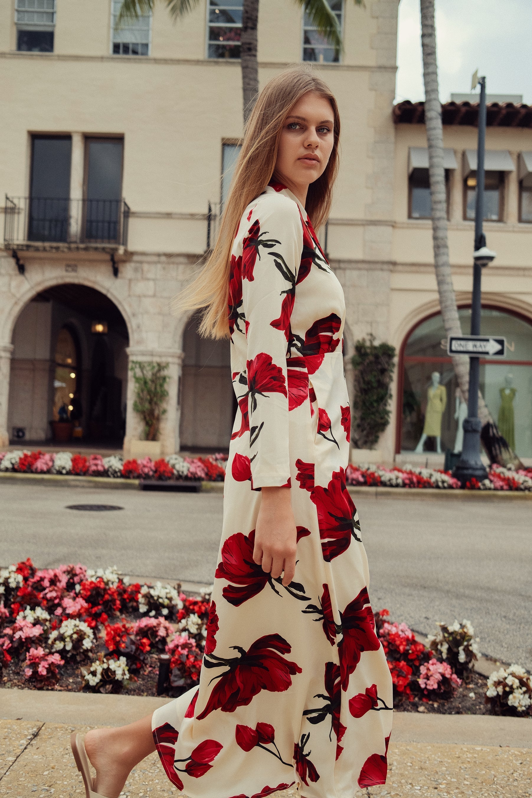 profile-nyc Rose Faux Wrap Dress — lifestyle context