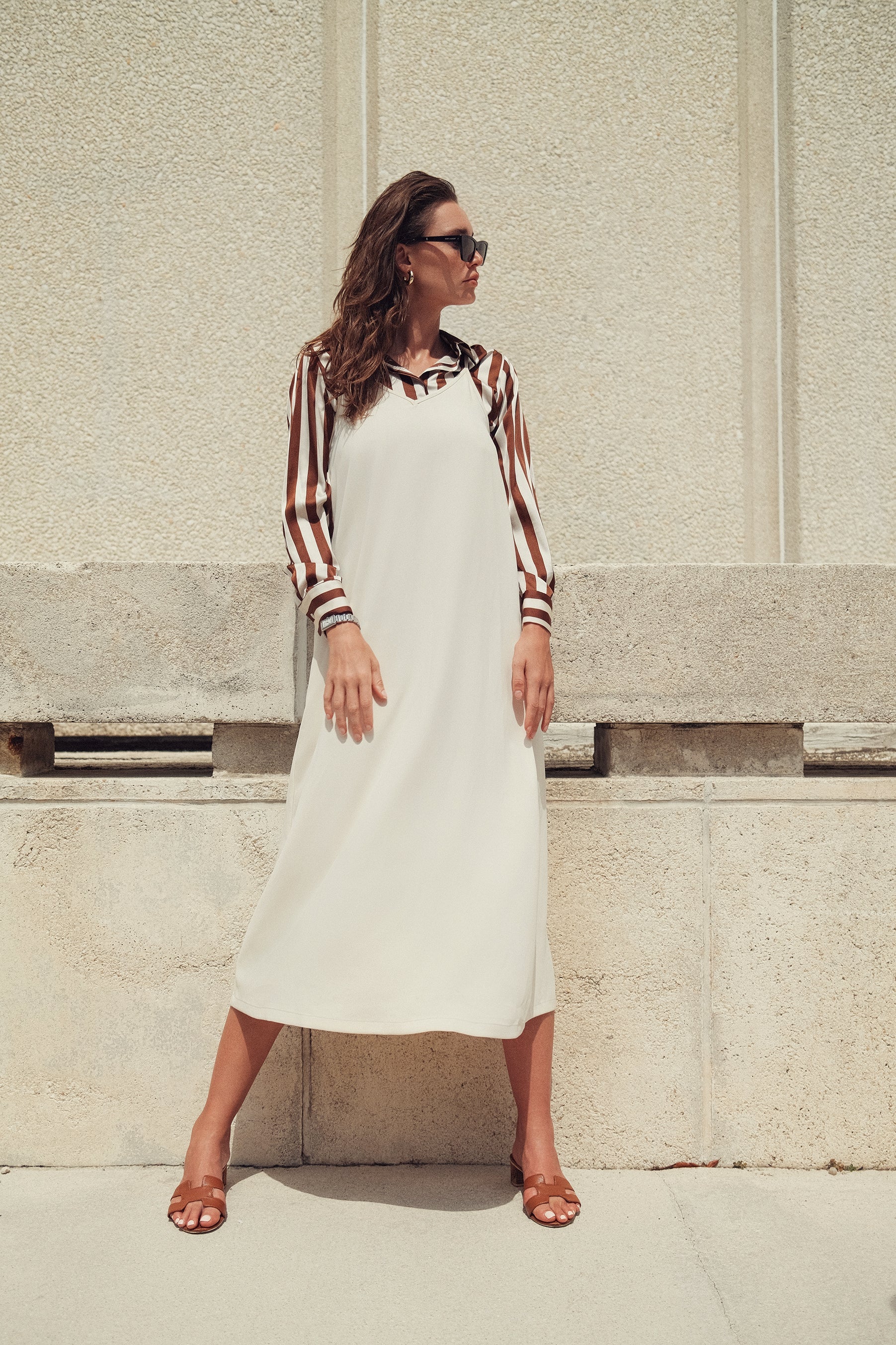 profile-nyc V STRAPPY SLIP DRESS — lifestyle context