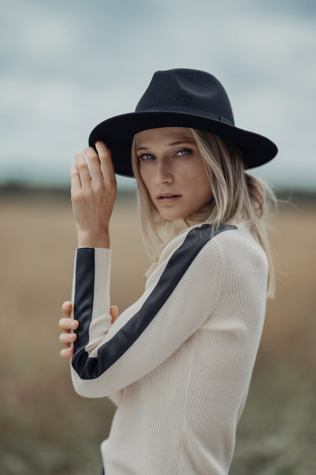 profile-nyc TURTLENECK SWEATER WITH LEATHER DETAIL — main product shot