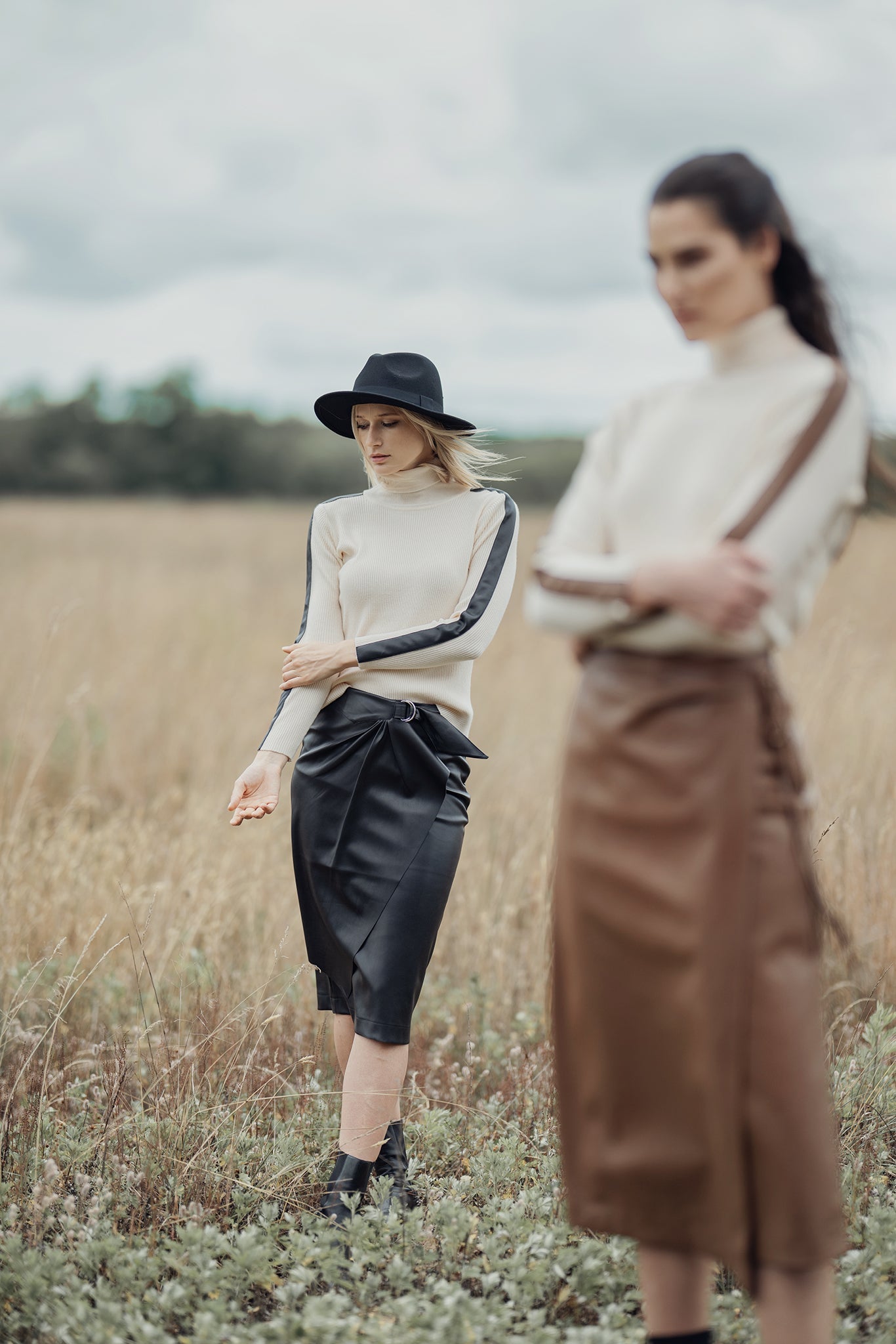 profile-nyc TURTLENECK SWEATER WITH LEATHER DETAIL — lifestyle context