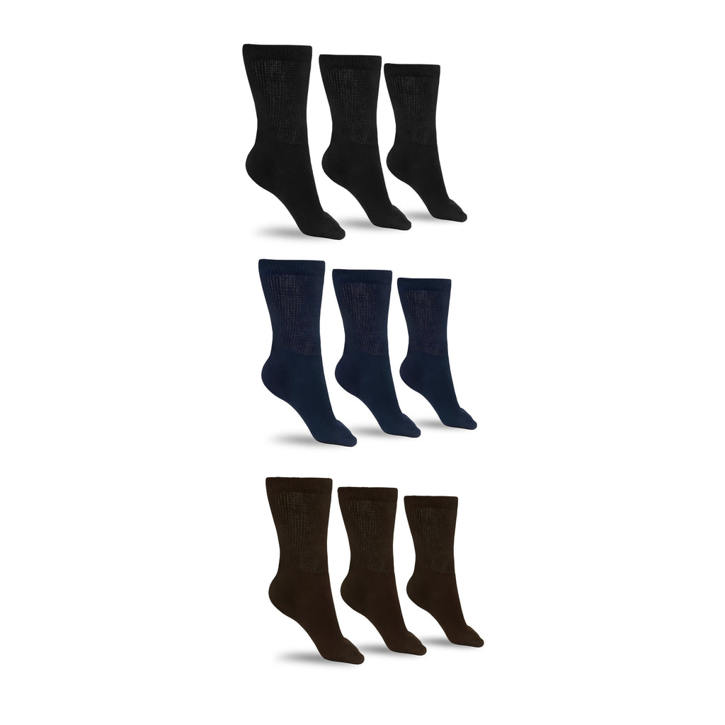DSC Men's Cotton Diabetic Crew Socks (Assorted) — side view