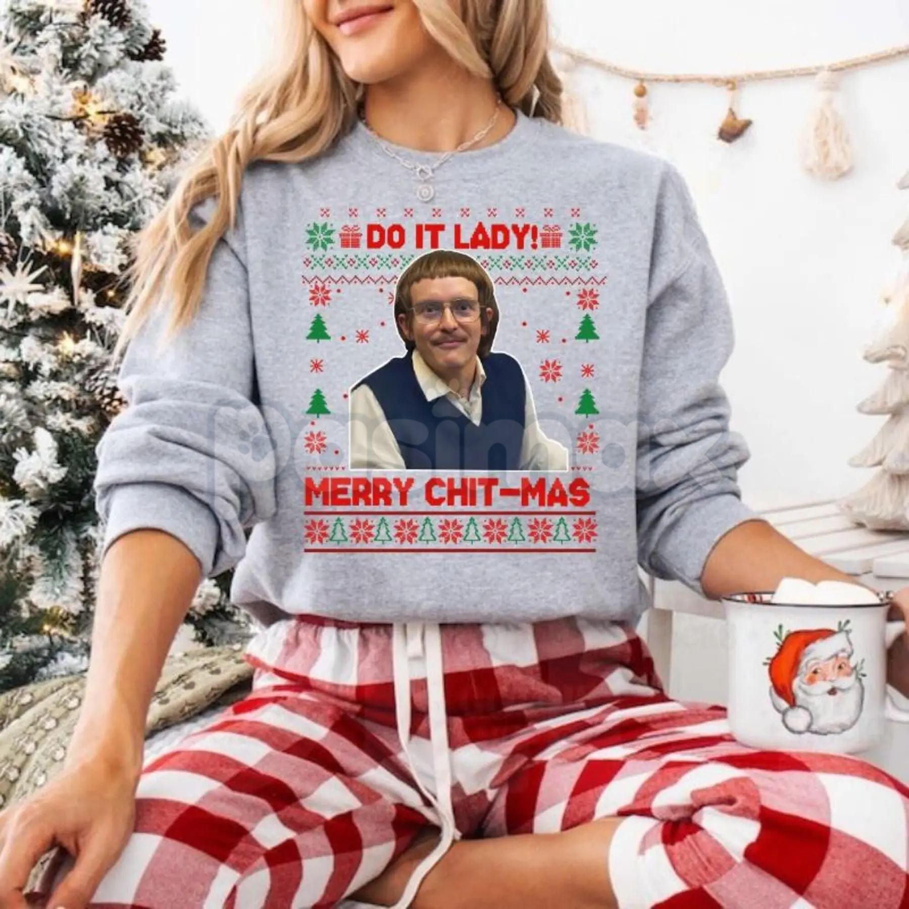 Pasimax Do It Lady Ugly Christmas Chit Sweatshirt | Funny Defiant Holiday Jumper | Ironic Statement Xmas Crewneck | Sassy Gag