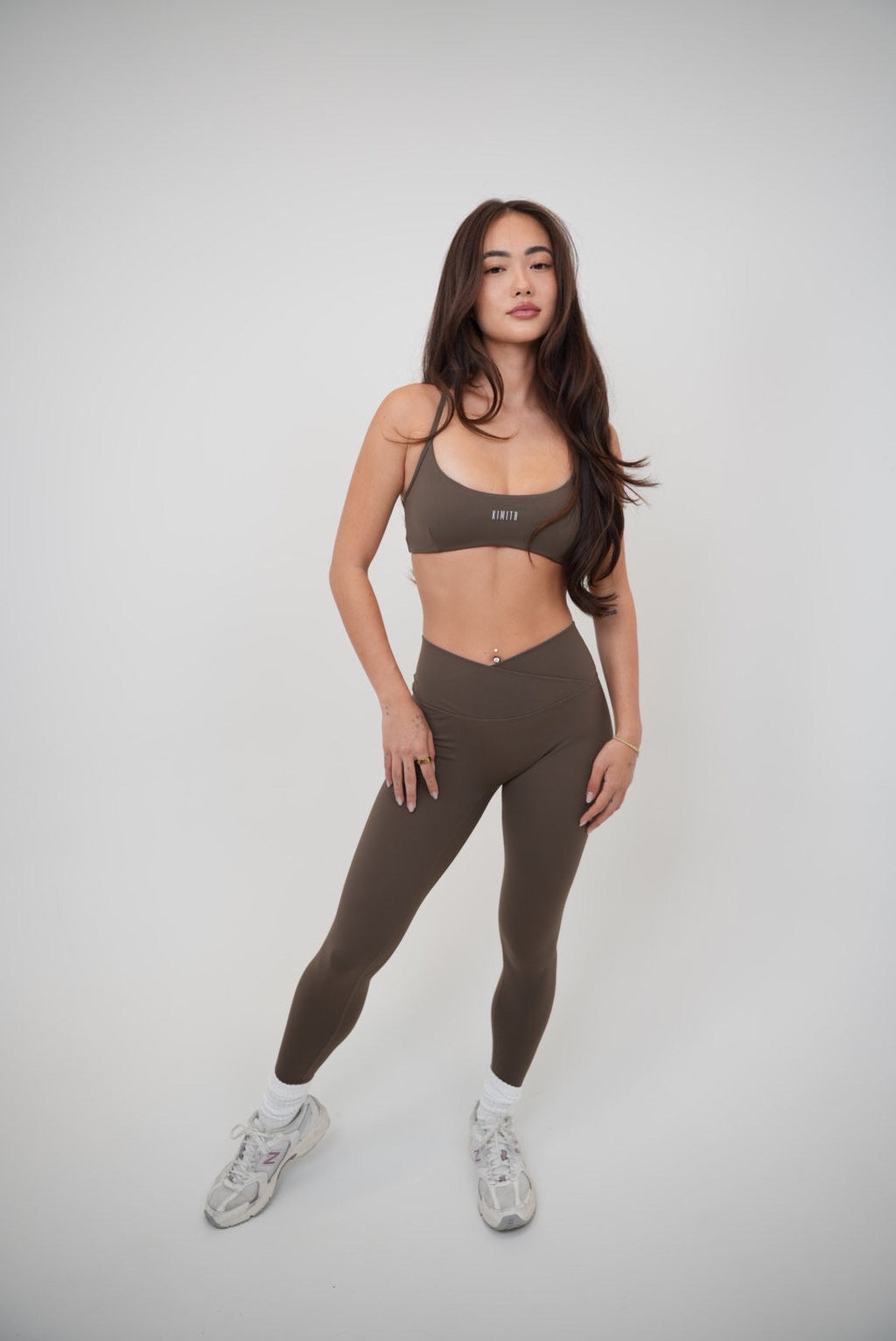 KIMITH BRAND My Time Is Divine Brown Sculpt V-Waist Legging — lifestyle context