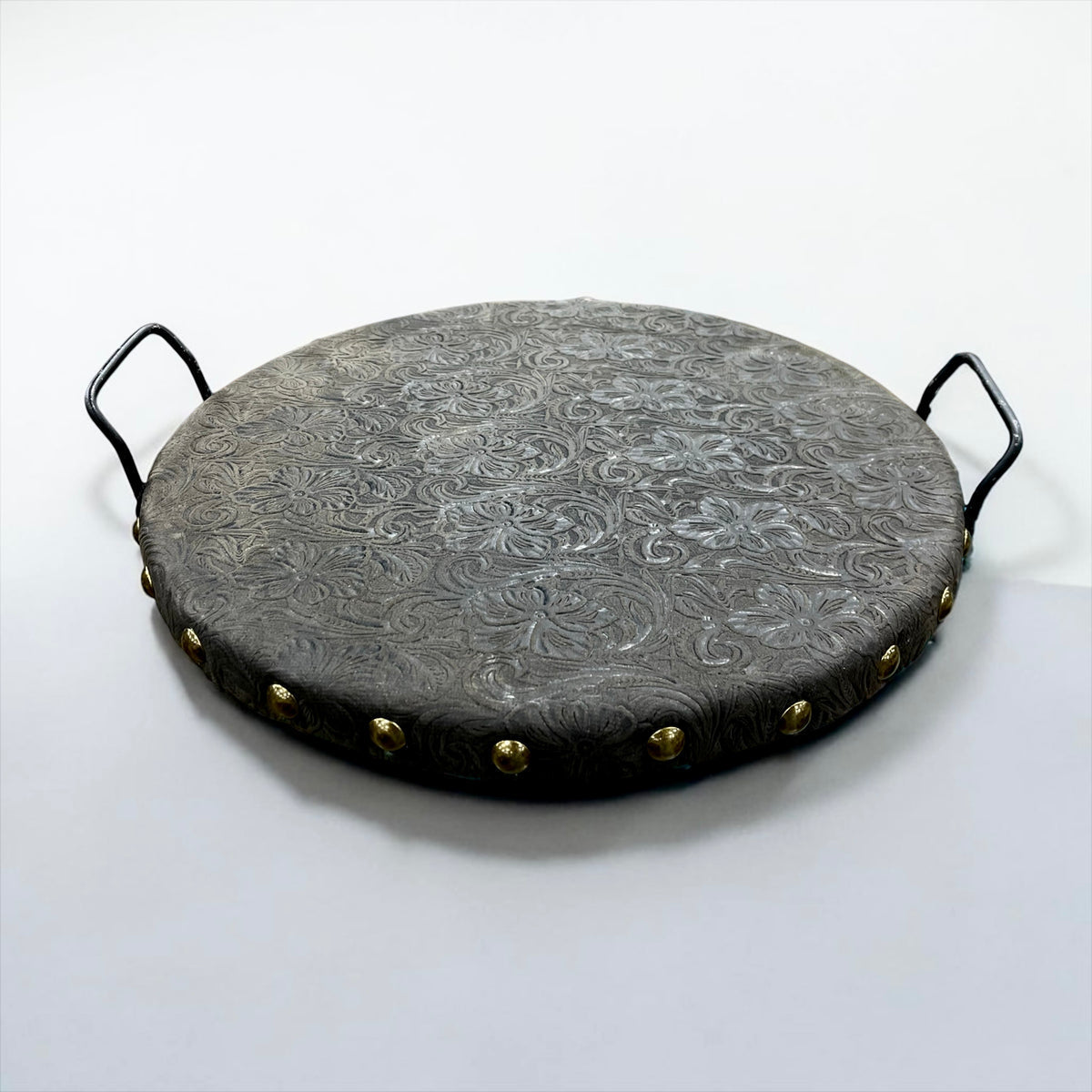 Tooled Genuine Round Wood Trays