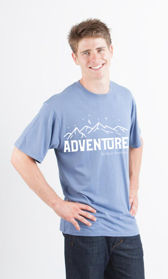 Spun Bamboo Adventure Printed Men's Bamboo Viscose/Organic Cotton Short Sleeve T-Shirt — product on model