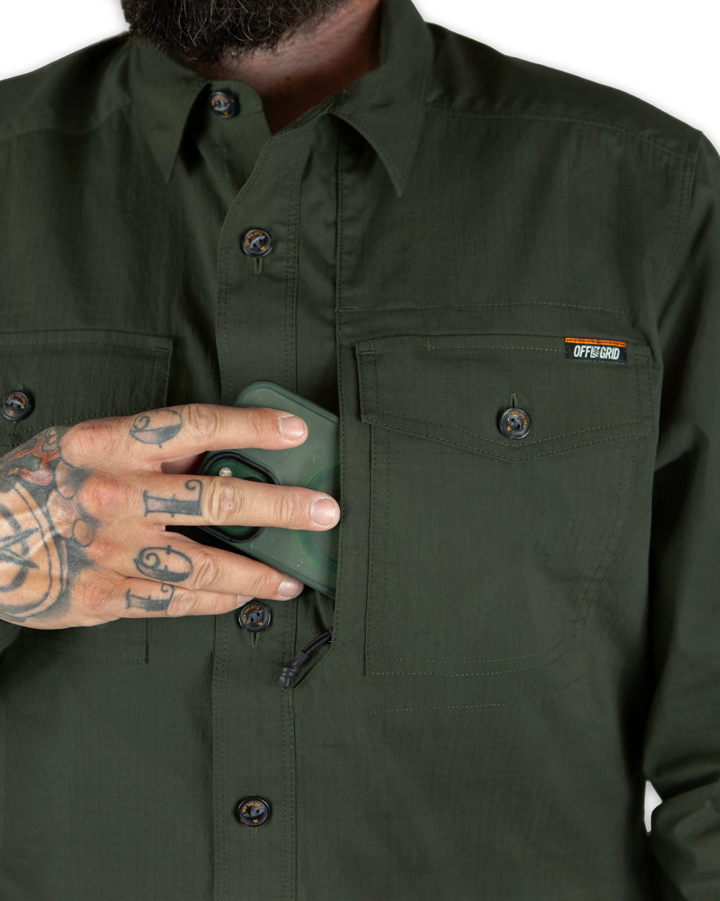 Off The Grid Surplus Echo Bravo LS Shirt - Army — back view
